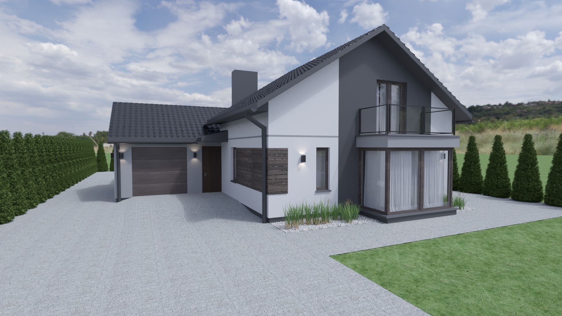 Wizualizacja 3D elewacji domu - Plan Harmonia