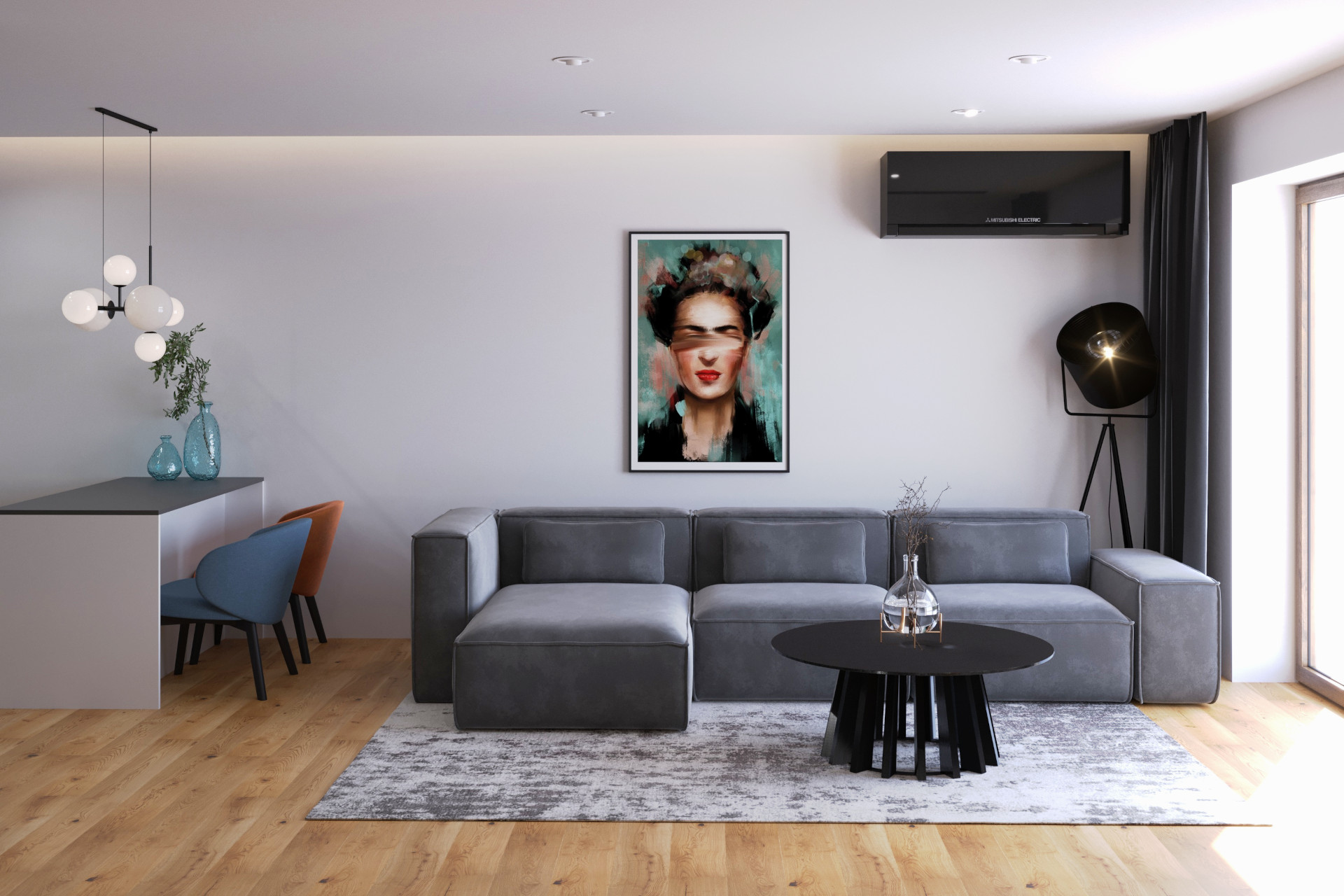 Wizualizacja 3D wnętrza domu - salon