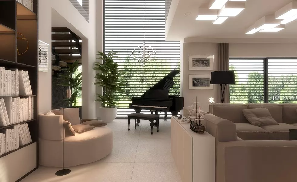 Nowoczesny salon - projektowanie wnętrz Kraków